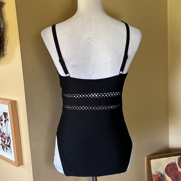 SWIMSUITS FOR ALL Size 10 Vneck Swimsuit Embroidered "Peek-A-Boo" Trim $98 NEW - Picture 3 of 16